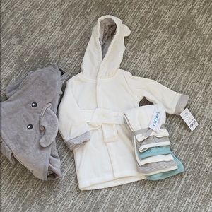 Carters bath set- towel, robe and washcloths